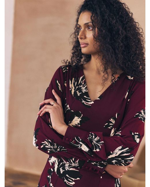 Next Women's Purple Long Sleeve A-Line Mini Dress
