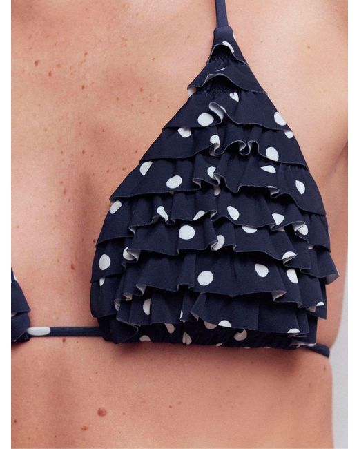 Boden Blue Ruffle Bikini Top
