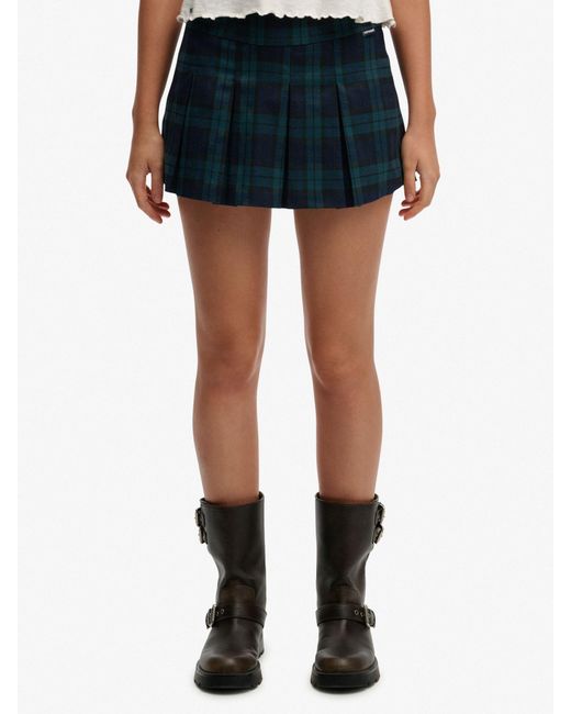 Superdry Blue Mini Pleated Skirt