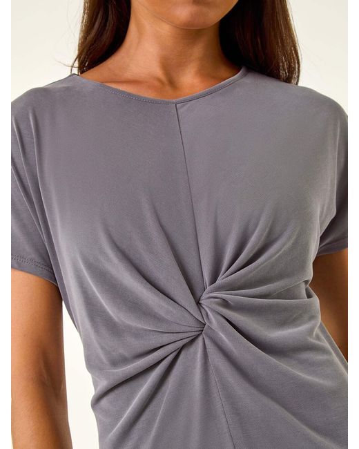 Roman Purple Petite Twist Front Midi Dress