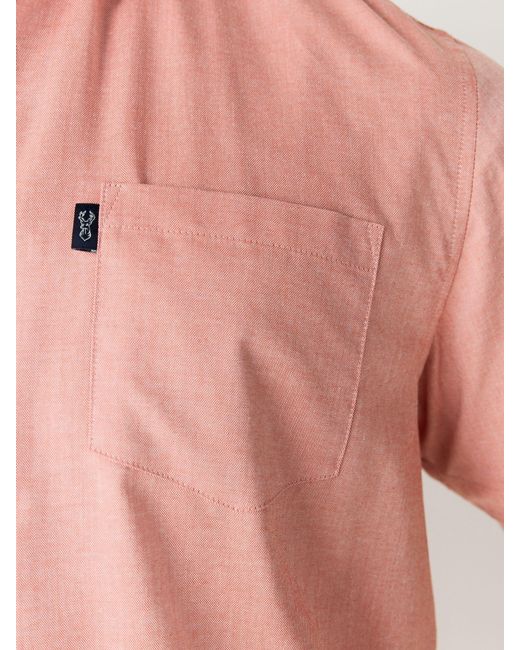 Next Pink Regular Fit Short Sleeve Easy Iron Button Down Oxford Shirt for men