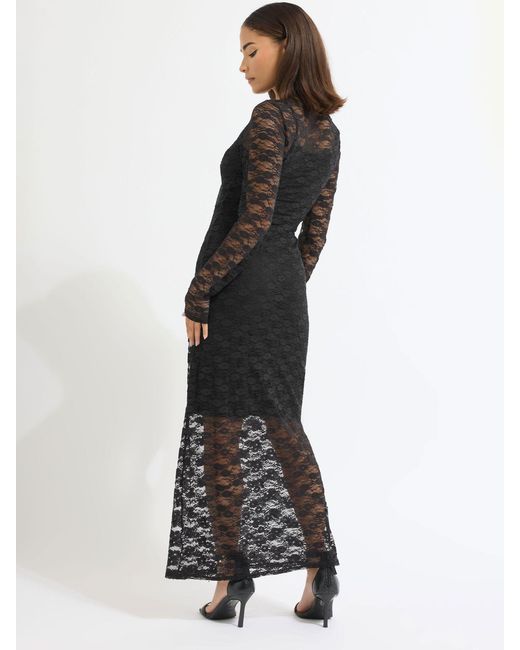PixieGirl Petite Long Sleeve Lace Maxi Dress in Black | Lyst