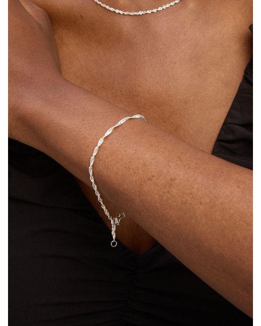 Simply Silver White Tone Polished Twist Chain Bracelet