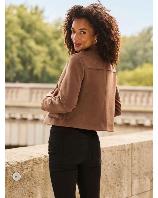 Sosandar Green Faux Suede Button Front Jacket