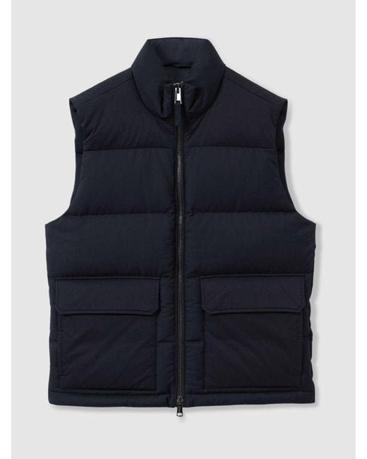 Reiss Blue Patch Pocket Quilted Gilet for men