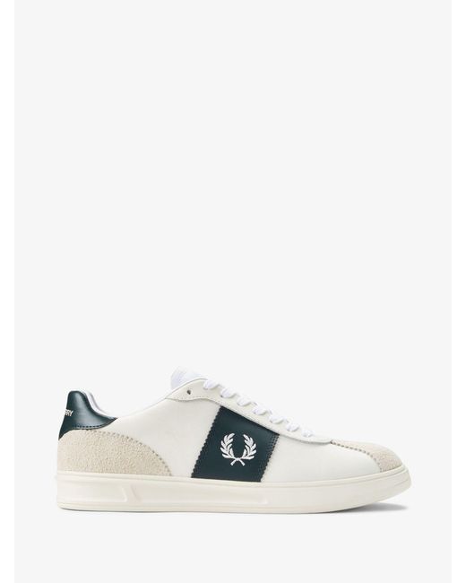 Fred Perry White Fred Perry B4 Textured Poly Suede Trainers for men