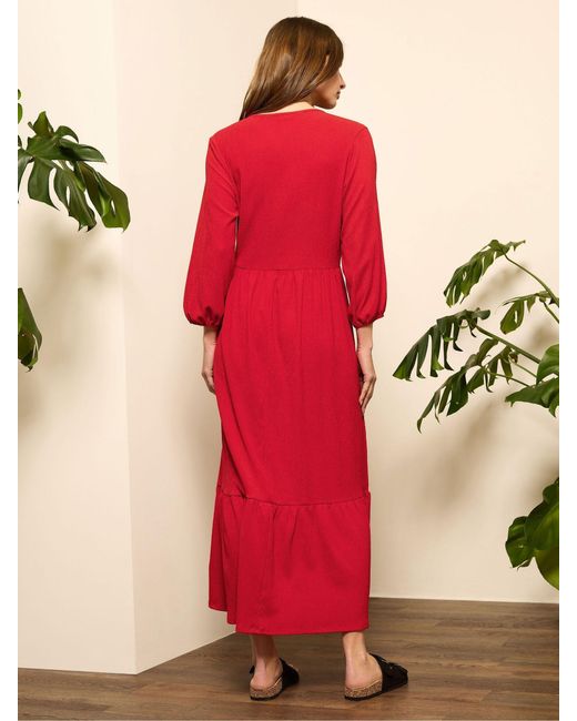 M Com 3/4 Sleeve Wrap Tiered Dress
