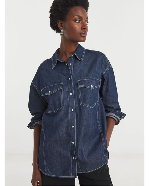 JD Williams Blue Oversized Denim Shirt