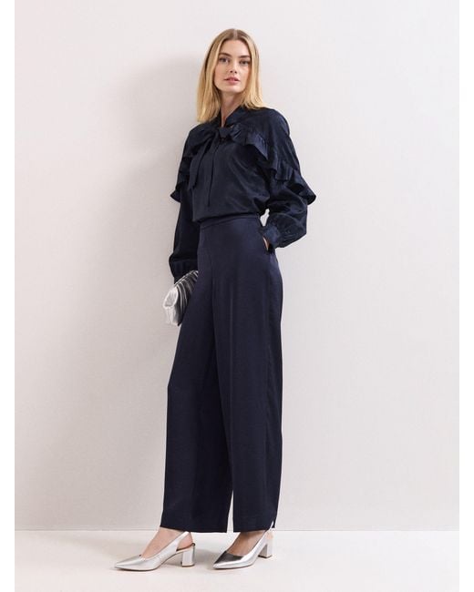 Phase Eight Blue Leather Block Heels