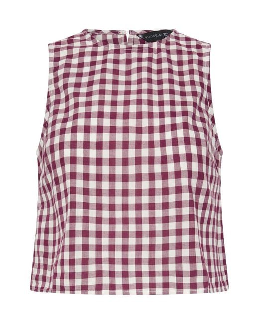 PixieGirl Petite Red Pixiegirl Petite Gingham Shell Top