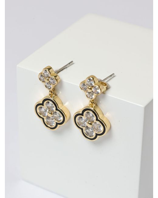 Jon Richard Green Jet Crystal Clover Earrings