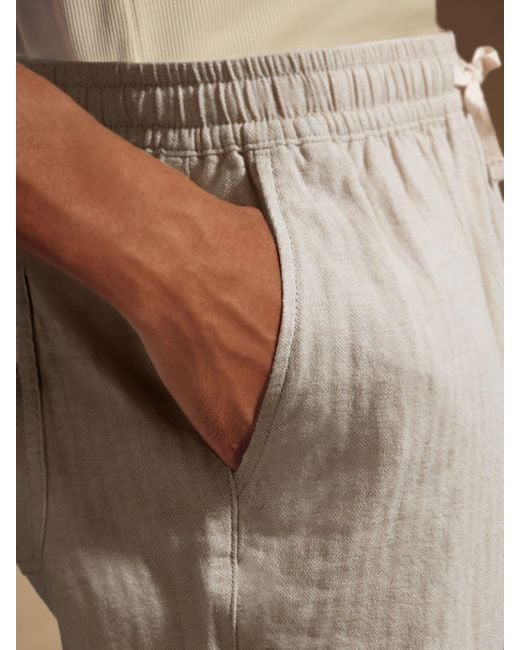 Next Natural Linen Blend Elasticated Waist Shorts for men