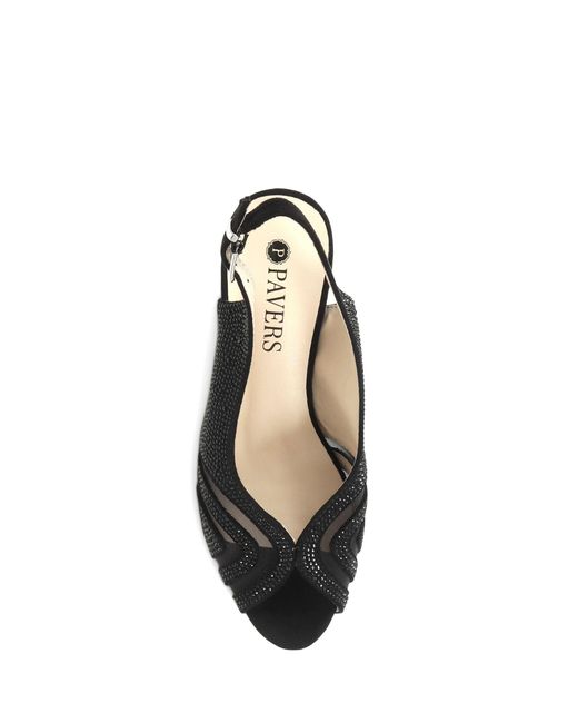 Pavers Black Slingback Evening Heels