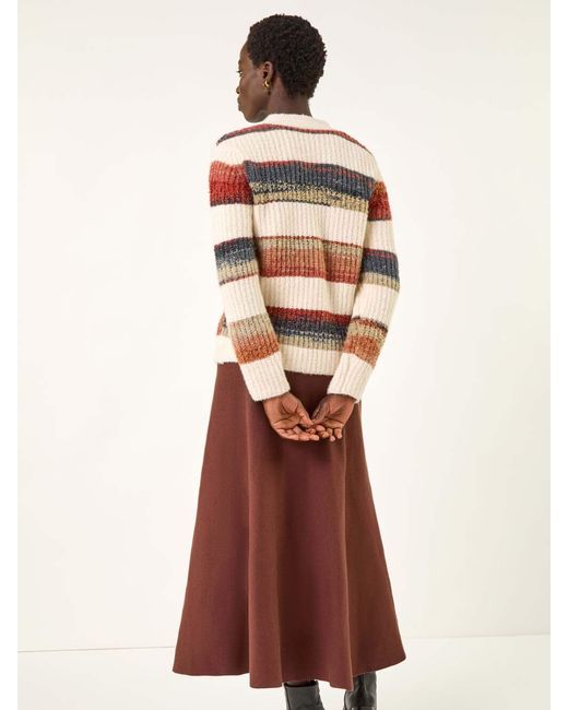 Roman White Stripe Buttoned Knit Cardigan