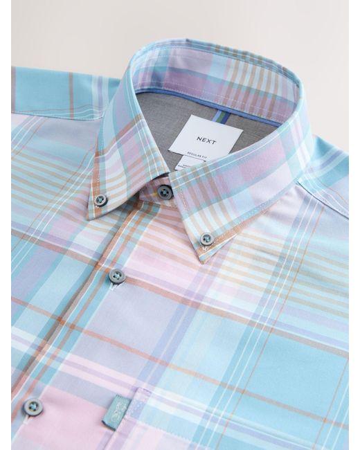 Next Blue Regular Fit Easy Iron Button Down Oxford Shirt for men