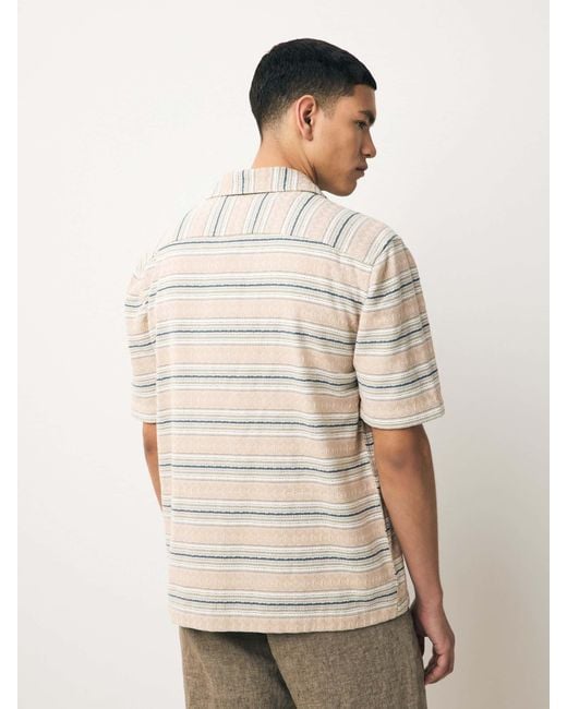 Next Natural 100% Cotton Textured Stripe Short Sleeve Shirt for men