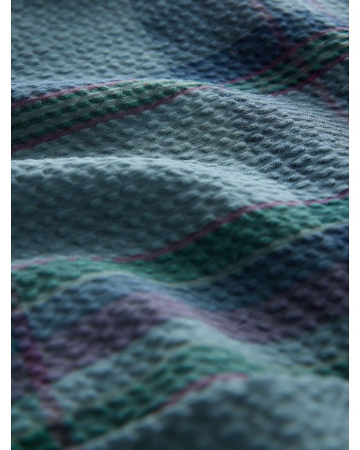 Next Blue Regular Fit 100% Cotton Check Seersucker Short Sleeve Smart Shirt for men