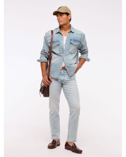 Abercrombie & Fitch Blue Denim Button-Up Shirt for men