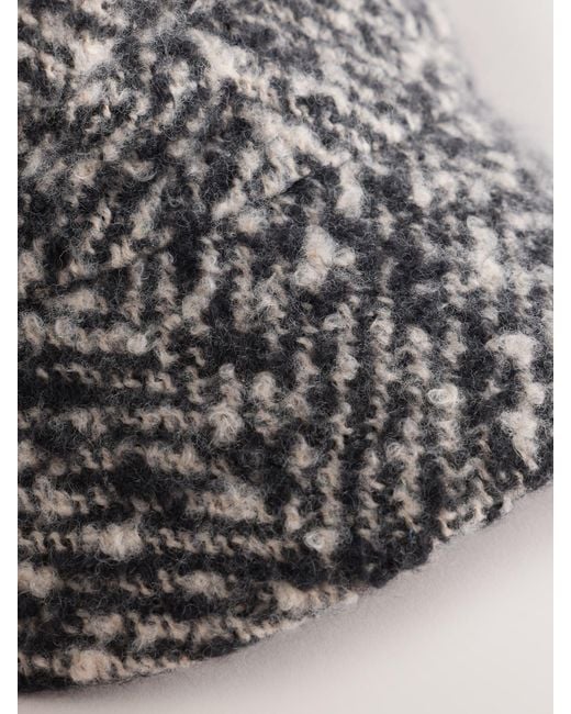 Next Gray Monochrome Herringbone Baker Boy Cap