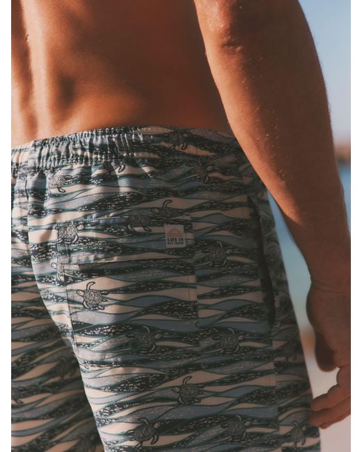 FatFace Green Fatface Turtle Stripe Swim Short for men