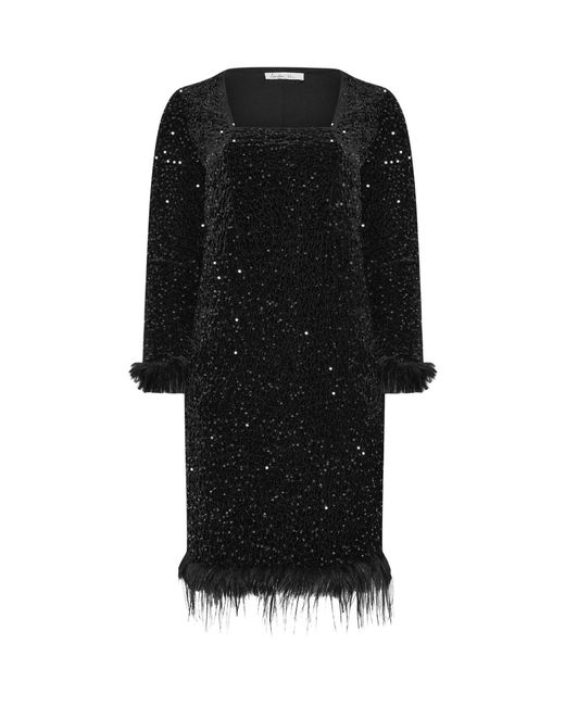 black dresses with black boots CURVE Black Embroidered Shift Dress main image 0