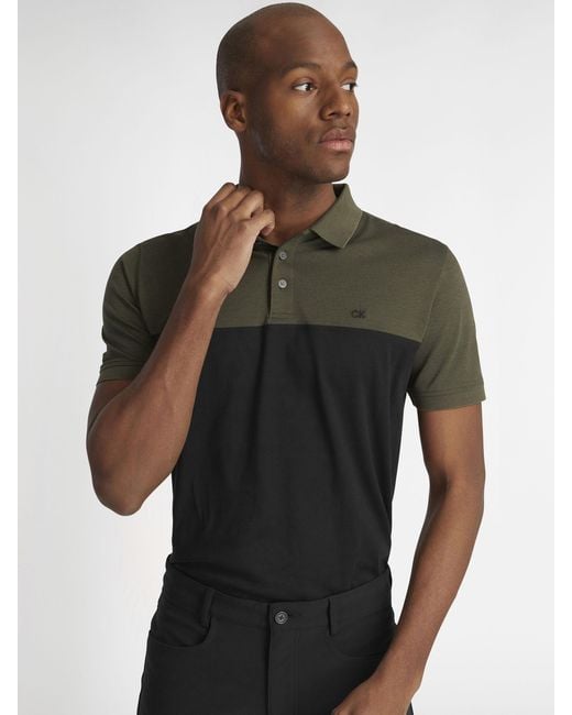 Calvin Klein Green Colourblock Polo Shirt for men