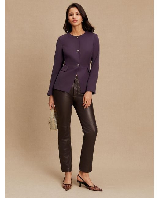Next Purple Collarless Blazer