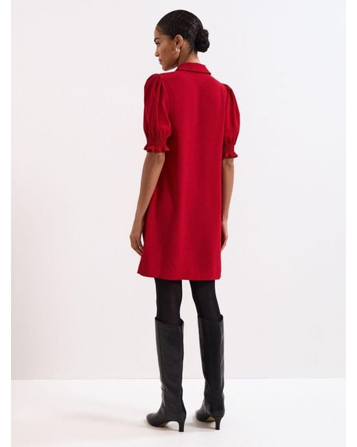 Phase Eight Red Candice Scallop 100% Cotton Dress