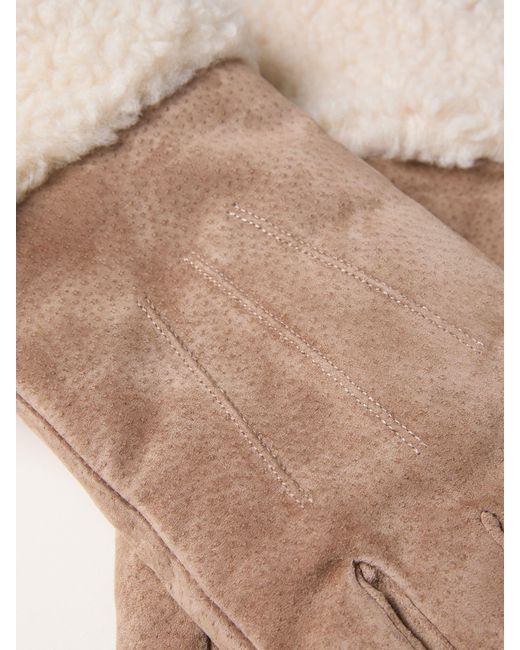 FatFace Natural Fatface Suede Gloves