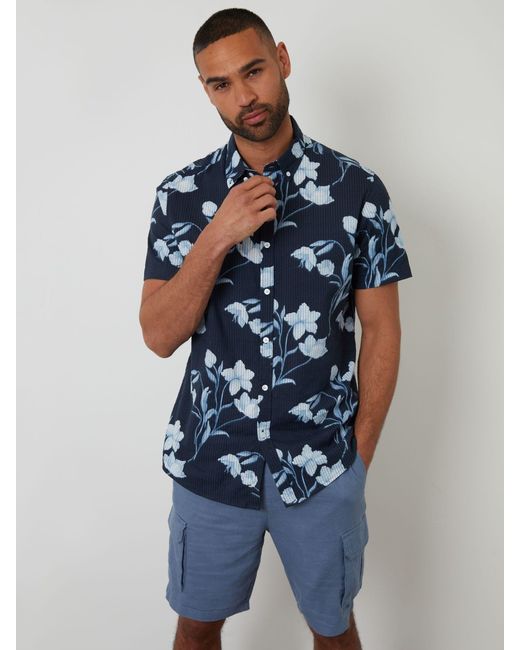 Threadbare Kurzarmhemd Mit Knopfleiste in Blue für Herren