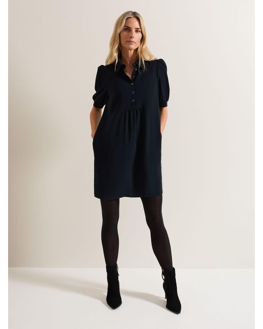 Phase Eight Blue Claudia Button Swing Mini Dress