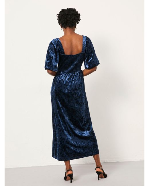 FatFace Blue Fatface Isla Velvet Midi Dress