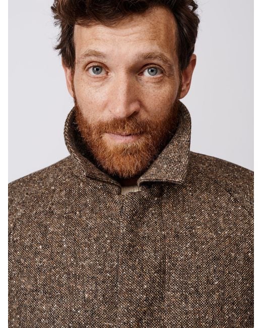 aubi Brown Glenties Wool Overcoat for men
