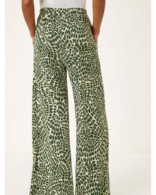 Roman Green Abstract Wide Leg Trousers