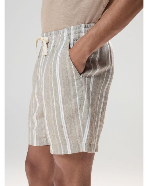 Next Elasticated Waist Linen Blend Stripe Shortsmittel in Natural für Herren