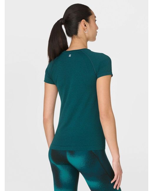 Sweaty Betty Green Women's Athlete Seamless Workout T-shirt