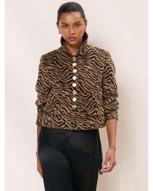 Lipsy Natural Animal Print Collared Jacket
