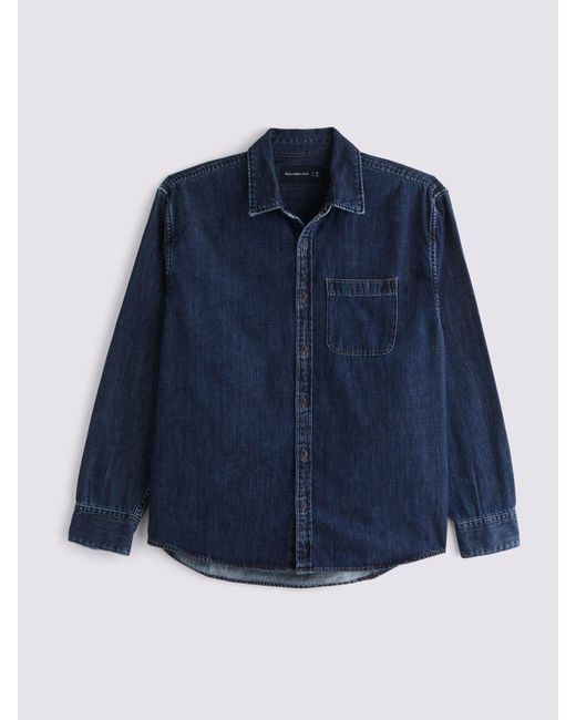 Abercrombie & Fitch Blue Denim Button-Up Shirt for men