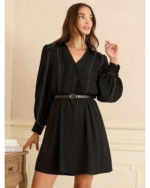 Love & Roses Black Petite Shirt Mini Dress