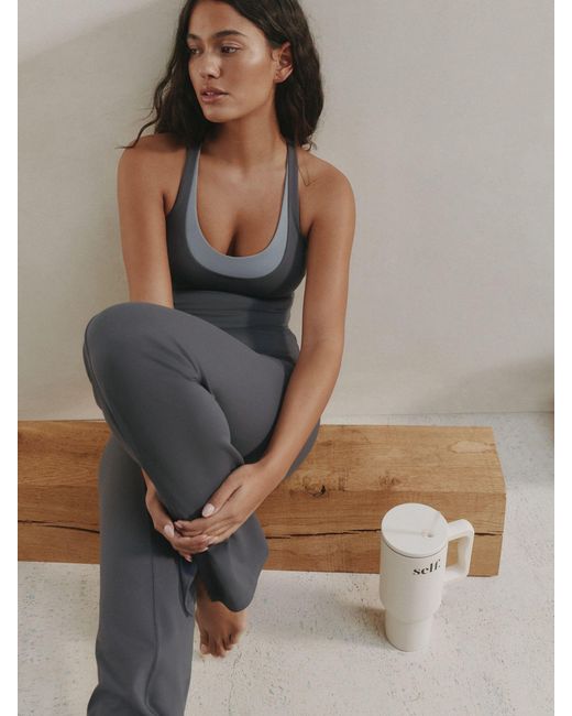 Self Gray Twist Back Crop Top