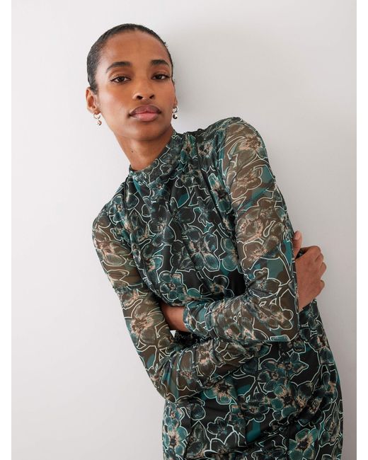 Mint Velvet Green Floral Print Midi Dress