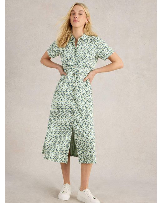 White Stuff Green Rua Jersey Shirt Dress