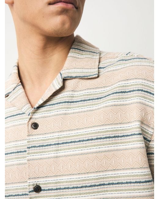 Next Natural 100% Cotton Textured Stripe Short Sleeve Shirt for men