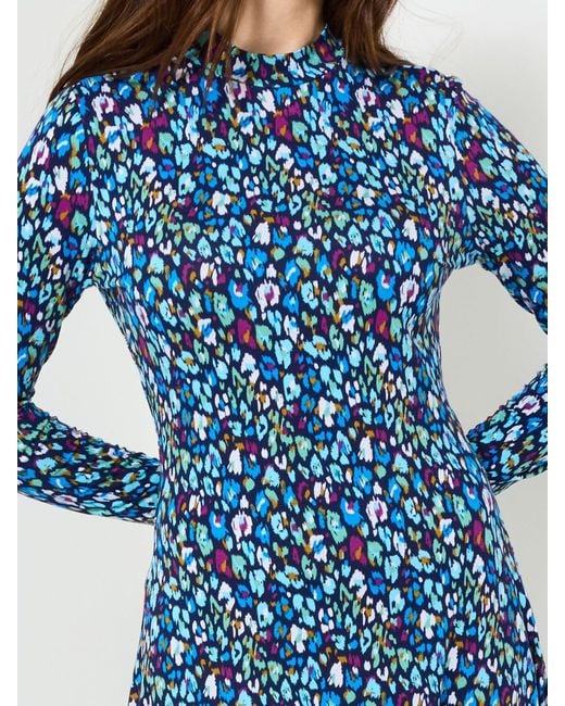 Joe Browns Blue Printed High Neck Mini Dress
