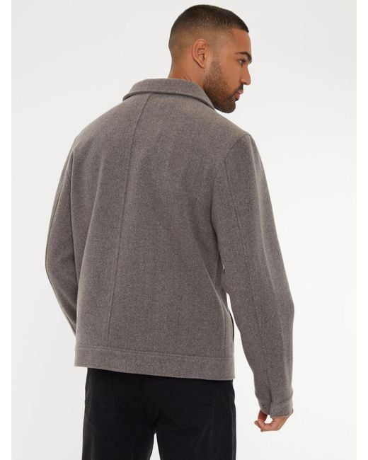 Threadbare Gray Brushed Button Up Shacket for men