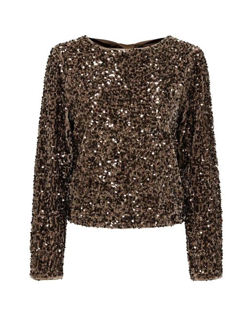 ONLY Brown Sequin Bow Back Top
