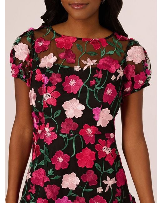 Adrianna Papell Embroidered Flounce Dress