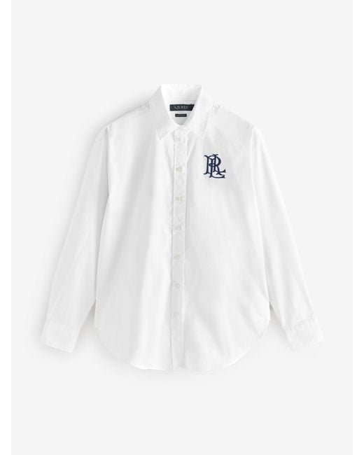 Ralph Lauren White Kotta Relaxed Fit Striped Stretch Cotton Shirt