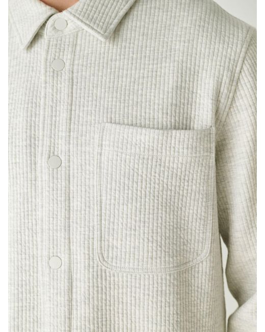 Next Linear Texture Popper Shacket in Natural für Herren