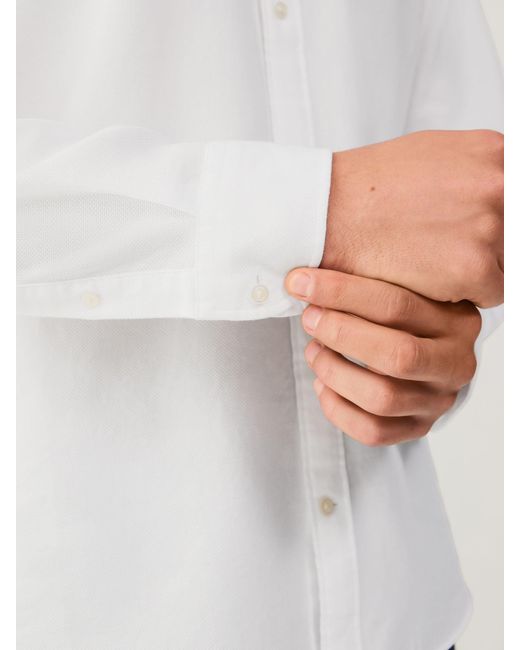 Next White Regular Fit Washed Dobby Long Sleeve Smart Cutaway Collar 100% Cotton Shirt for men